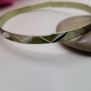 Rocker Green metallic hue toned bracelet bangle. B522